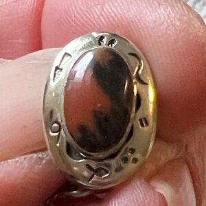Southwest Stamped Sterling Silver Moss agate tie tack